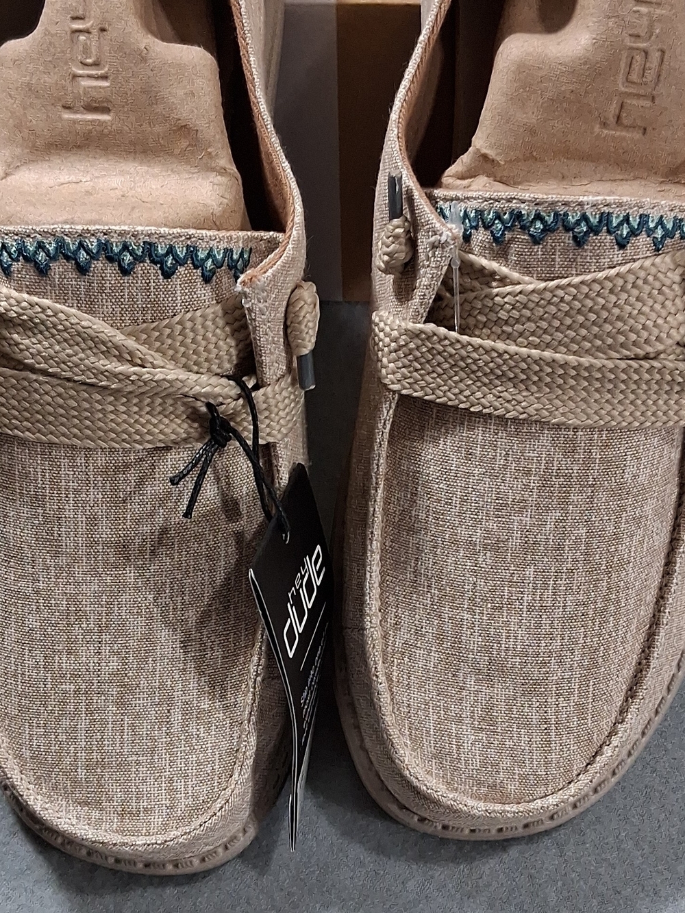 Hey Dude Women’s Beige Canvas Wally—Casual Slip-On Loafers - Picture 6 of 6